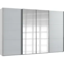 Schwebetürenschrank in Weiß, Hellgrau