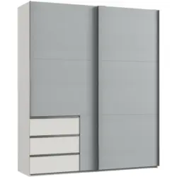 Schwebetürenschrank in Weiß, Hellgrau