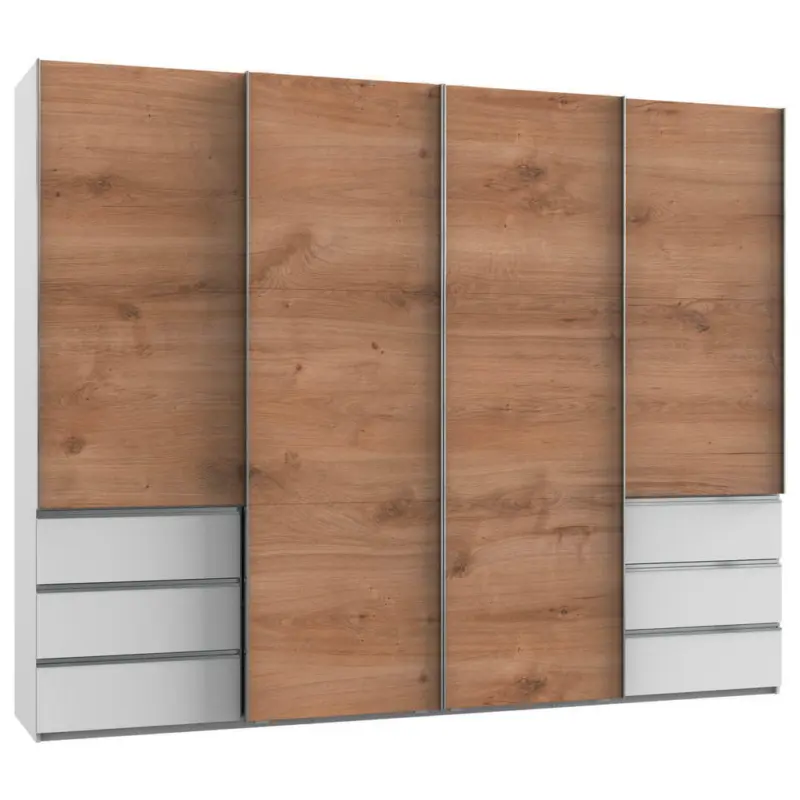 Schwebet&uuml;renschrank in Wei&szlig;, Eichefarben