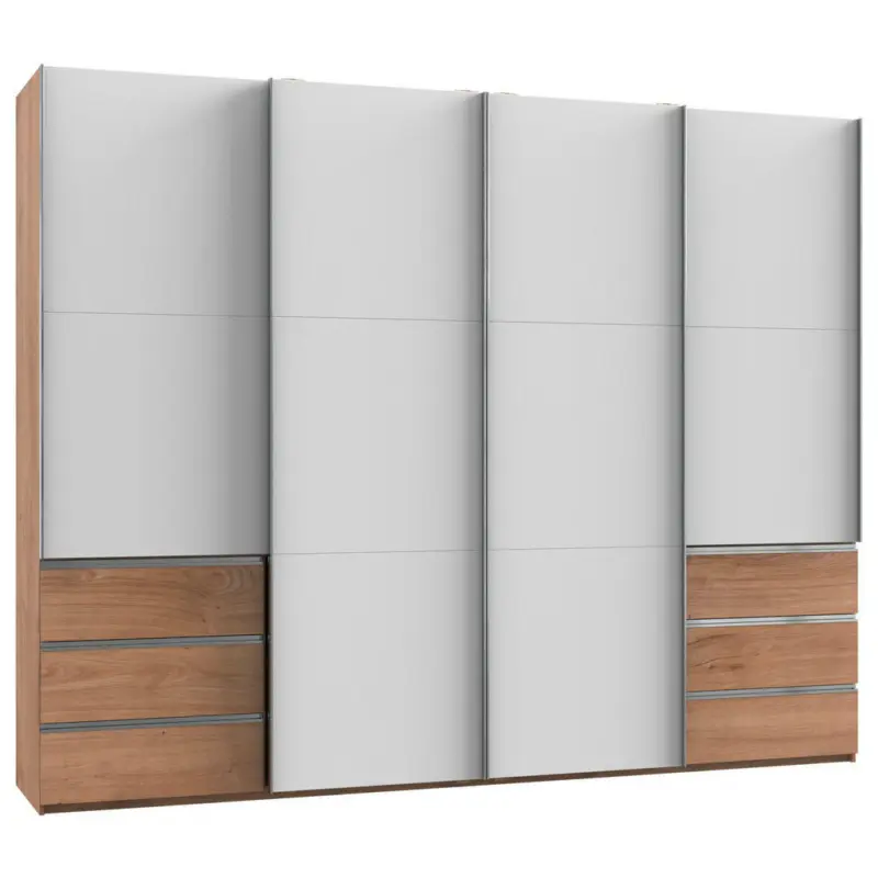 Schwebet&uuml;renschrank in Wei&szlig;, Eichefarben