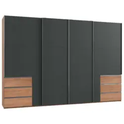 Schwebet&uuml;renschrank in Graphitfarben, Eichefarben