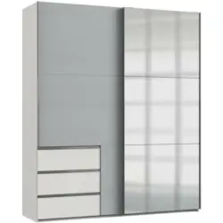 Schwebetürenschrank in Weiß, Hellgrau