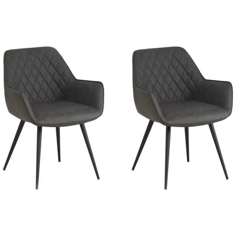 Stuhl-Set 2 Stück in Aluminium Lederlook