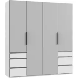 Drehtürenschrank in Weiß, Hellgrau