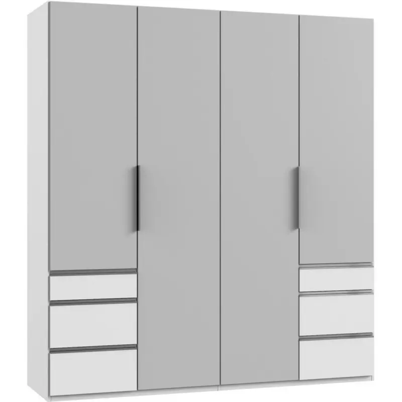 Drehtürenschrank in Weiß, Hellgrau
