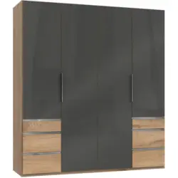 Drehtürenschrank in Grau, Eichefarben
