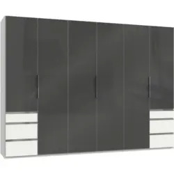 Drehtürenschrank in Grau, Weiß