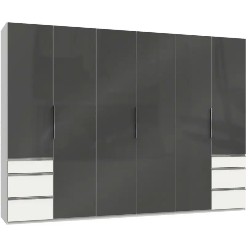 Drehtürenschrank in Grau, Weiß