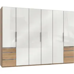 Dreht&uuml;renschrank in Wei&szlig;, Eichefarben