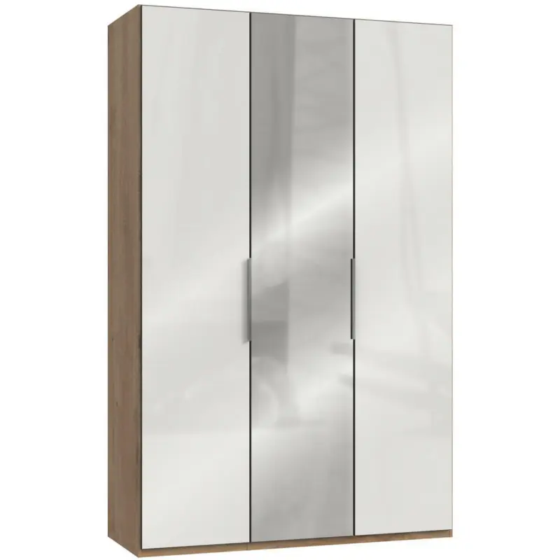 Drehtürenschrank in Weiß, Eichefarben