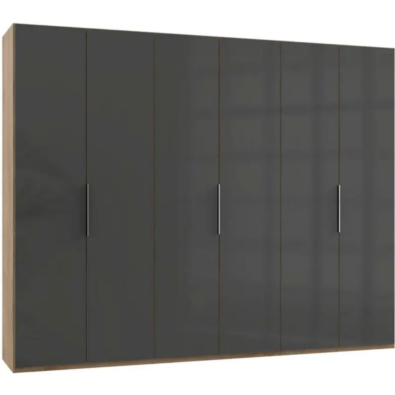 Dreht&uuml;renschrank in Grau, Eichefarben