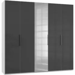 Drehtürenschrank in Grau, Weiß