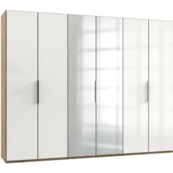 Drehtürenschrank in Weiß, Eichefarben