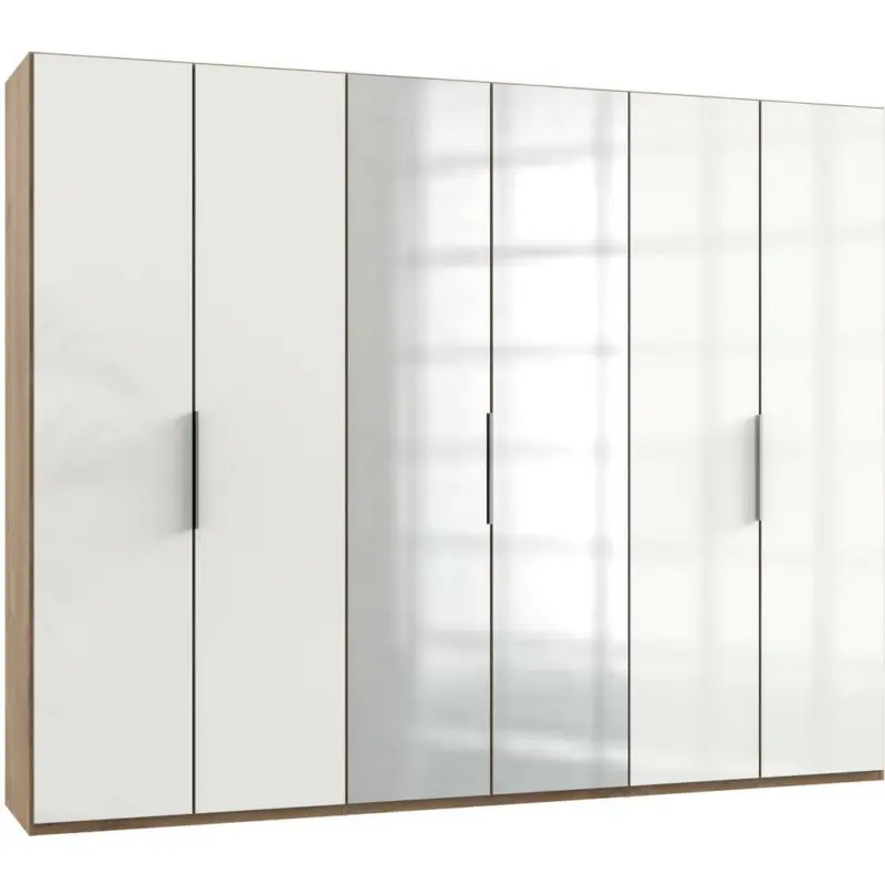 Drehtürenschrank in Weiß, Eichefarben