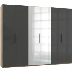 Drehtürenschrank in Grau, Eichefarben