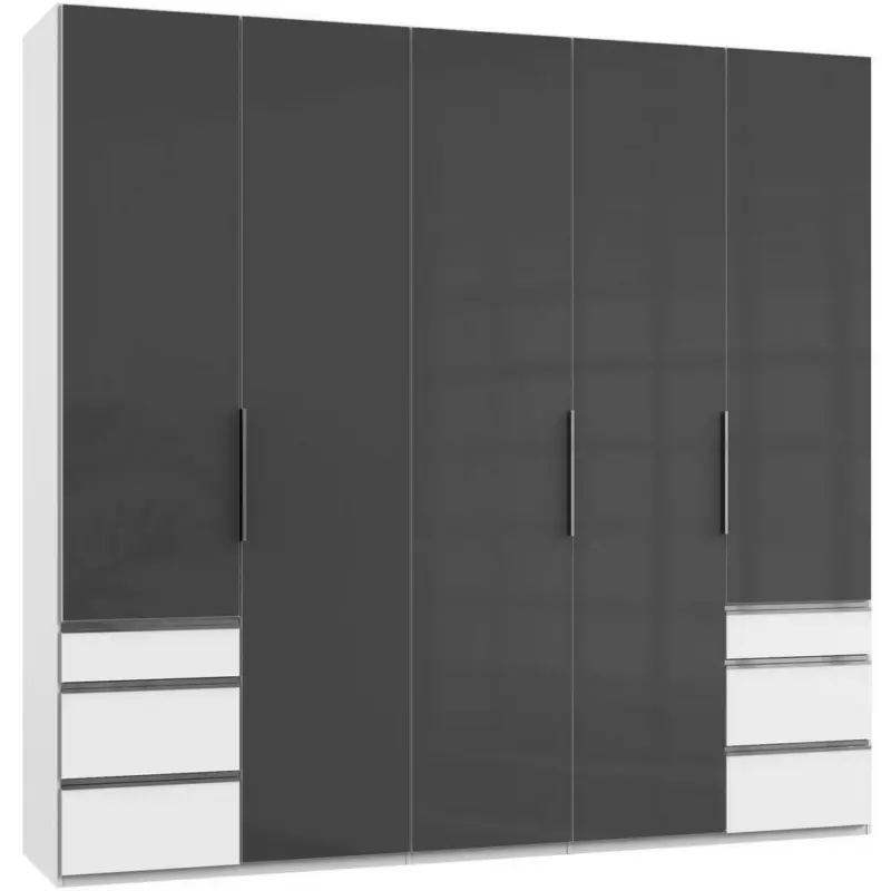 Drehtürenschrank in Grau, Weiß