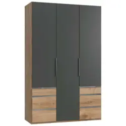 Drehtürenschrank in Graphitfarben, Eichefarben