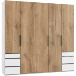 Drehtürenschrank in Weiß, Eichefarben