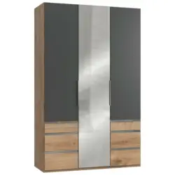 Dreht&uuml;renschrank in Graphitfarben, Eichefarben