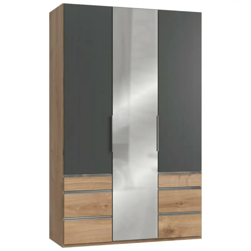 Dreht&uuml;renschrank in Graphitfarben, Eichefarben