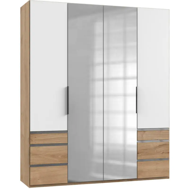 Dreht&uuml;renschrank in Wei&szlig;, Eichefarben