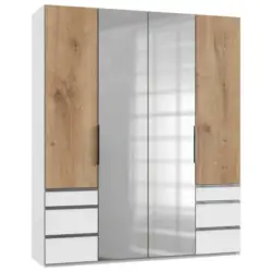 Drehtürenschrank in Weiß, Eichefarben