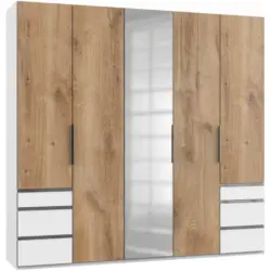 Dreht&uuml;renschrank in Wei&szlig;, Eichefarben