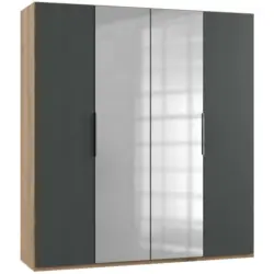 Drehtürenschrank in Graphitfarben, Eichefarben