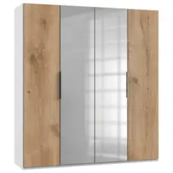 Drehtürenschrank in Weiß, Eichefarben