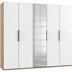Drehtürenschrank in Weiß, Eichefarben