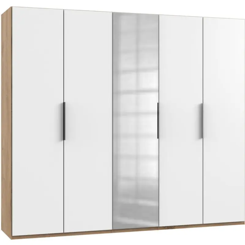 Drehtürenschrank in Weiß, Eichefarben