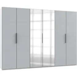 Drehtürenschrank in Weiß, Hellgrau