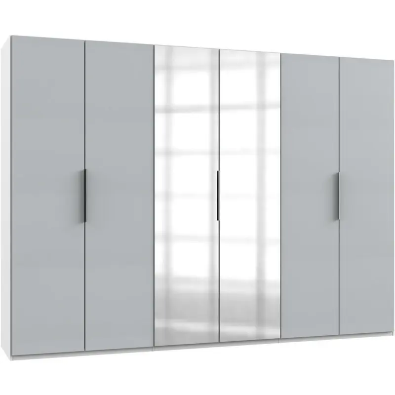Drehtürenschrank in Weiß, Hellgrau