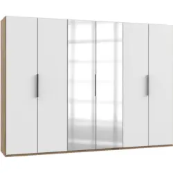 Drehtürenschrank in Weiß, Eichefarben