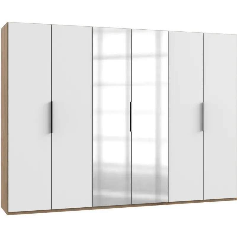 Drehtürenschrank in Weiß, Eichefarben