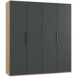 Drehtürenschrank in Graphitfarben, Eichefarben