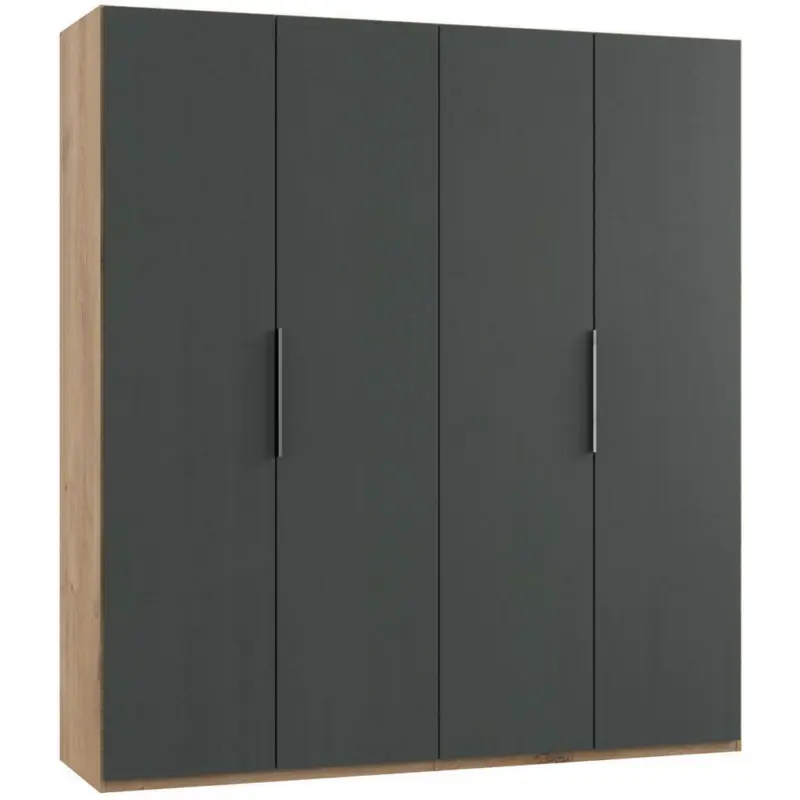 Drehtürenschrank in Graphitfarben, Eichefarben