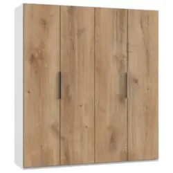Drehtürenschrank in Weiß, Eichefarben