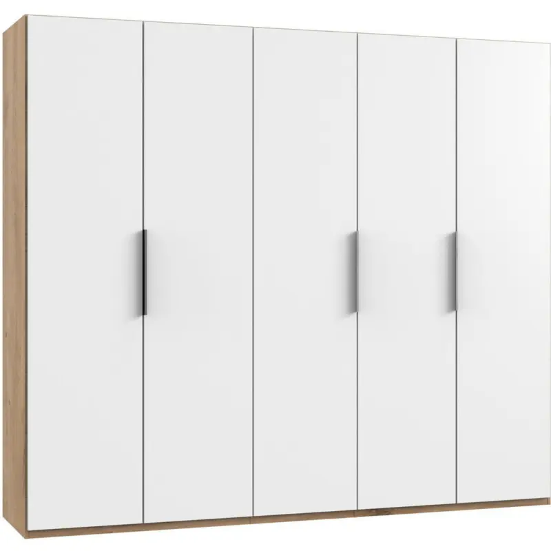 Drehtürenschrank in Weiß, Eichefarben