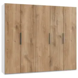 Dreht&uuml;renschrank in Wei&szlig;, Eichefarben