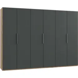 Drehtürenschrank in Graphitfarben, Eichefarben