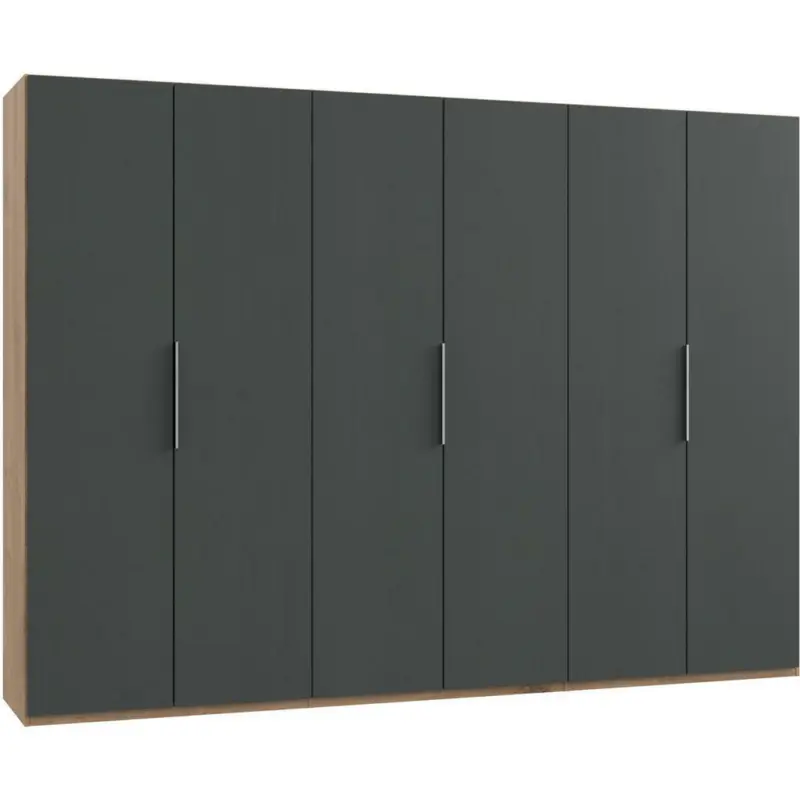 Drehtürenschrank in Graphitfarben, Eichefarben