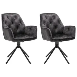 Armlehnstuhl-Set 2 St&uuml;ck in Stahl Flachgewebe