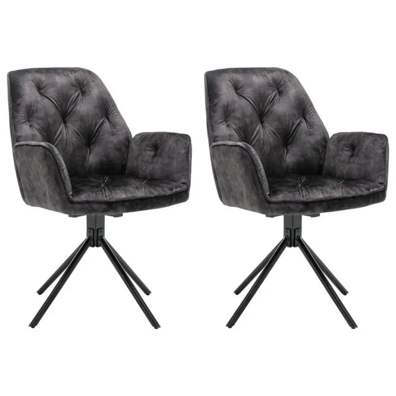 Armlehnstuhl-Set 2 St&uuml;ck in Stahl Flachgewebe