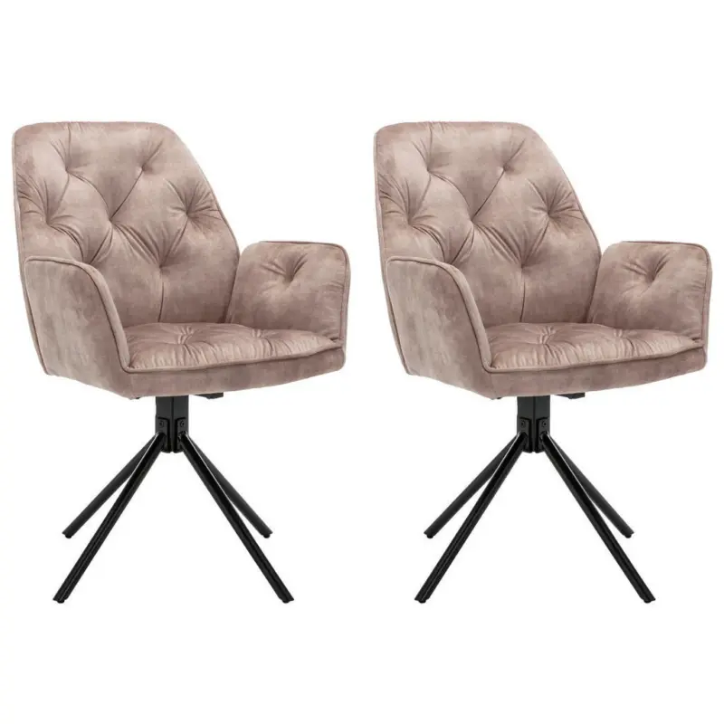 Armlehnstuhl-Set 2 Stück in Stahl Flachgewebe