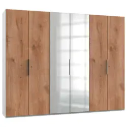 Drehtürenschrank in Weiß, Eichefarben