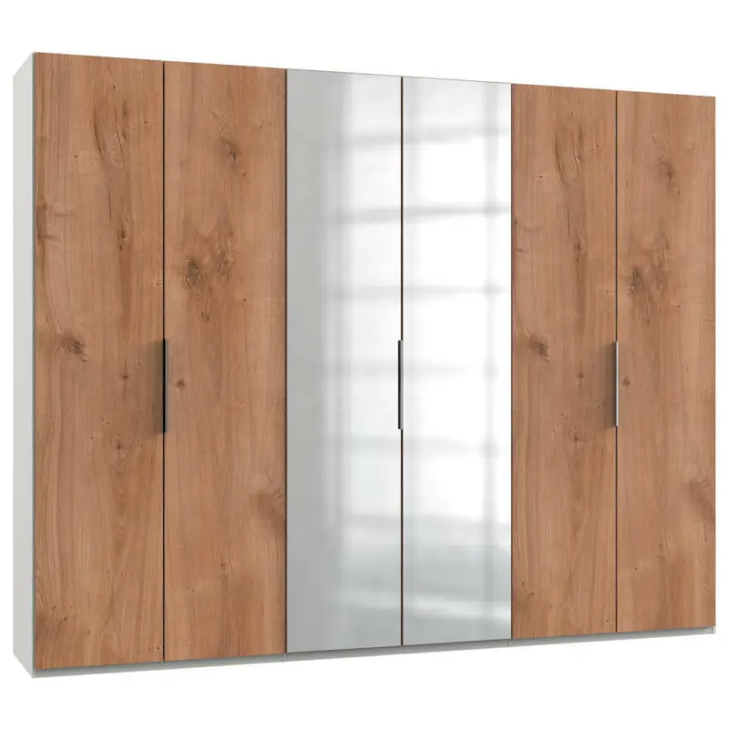 Drehtürenschrank in Weiß, Eichefarben