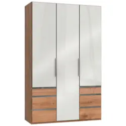 Drehtürenschrank in Weiß, Eichefarben