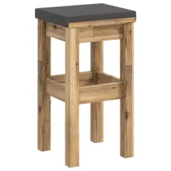 Barhocker in Textil, Holzwerkstoff Braun, Fichtefarben, Dunkelgrau