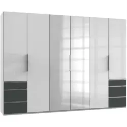 Drehtürenschrank in Graphitfarben, Weiß